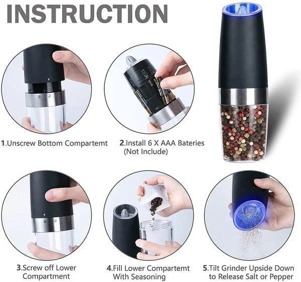 Automatic Salt & Pepper Grinder Set