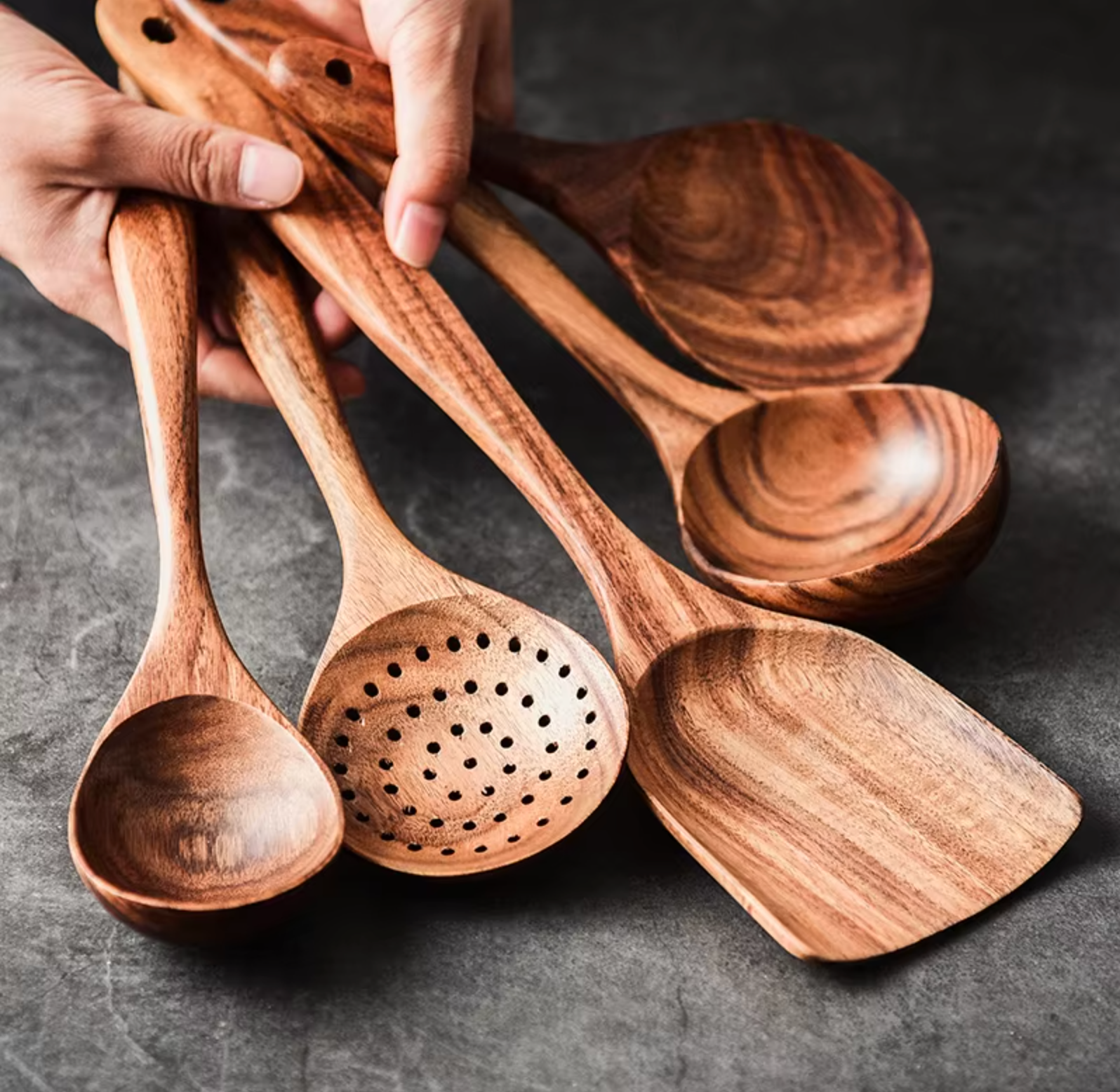 Natural Teak Wooden Utensil Kit