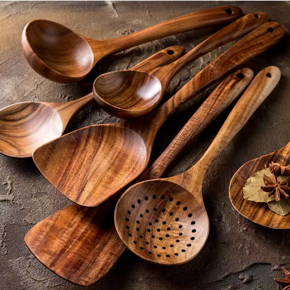 Natural Teak Wooden Utensil Kit